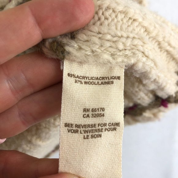 Free People Women's Size X-Small Cream Brown Purple Wool Blend Boho Sweater - Picture 8 of 10